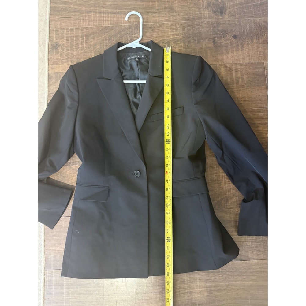 Antonio Melani Womens Black Single Button Tailored Blazer Jacket Size 10 - Picture 4 of 5